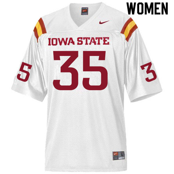 Women #35 Drew Olson Iowa State Cyclones College Football Jerseys Sale-White
